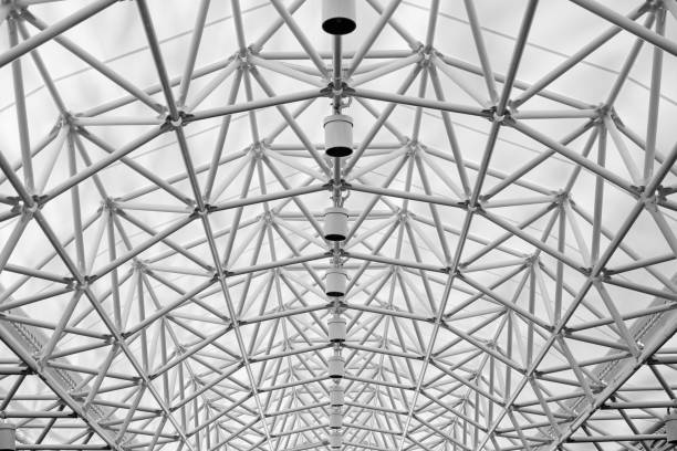 istock Arched roof steel structure abstract for open space 826650364