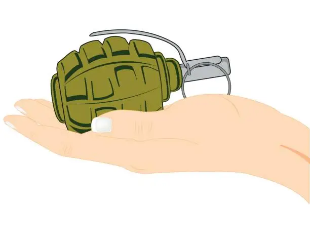 Vector illustration of Grenade in hand
