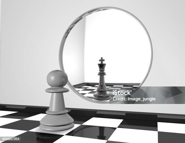 Peão No Xadrez Com Reflexo Como Rei Ilustração Stock - Ilustração de  objeto, placa: 219415428