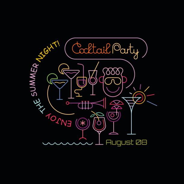 Plakat cocktail party – artystyczna grafika wektorowa