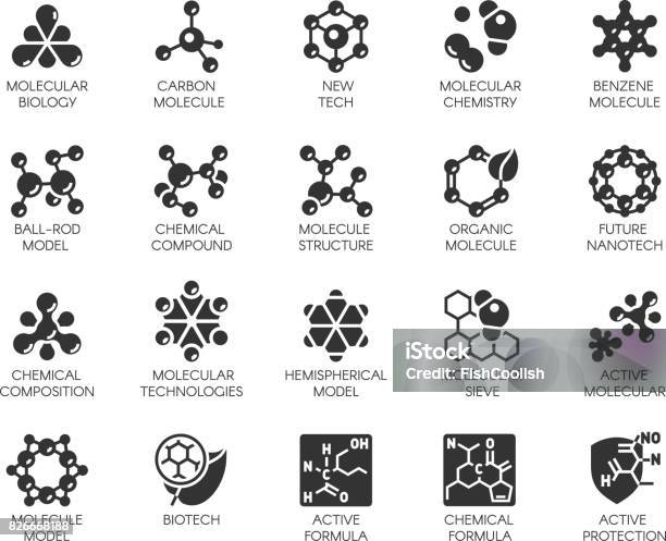 Editable Stroke 48x48 Pixel Perfect 20 Icons In Flat Style For Scientific Chemistry Physical Medical Educational Projects Vector Abstract Black Logo Isolated Stock Illustration - Download Image Now