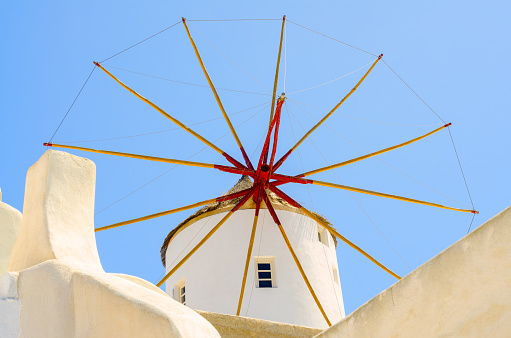 A windmill in Oia village in Santorini island- Greece