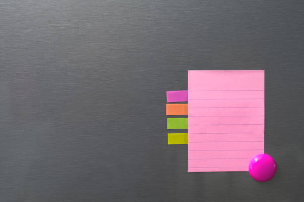 istock Empty paper on refrigerator door with circle magnet. 826668724