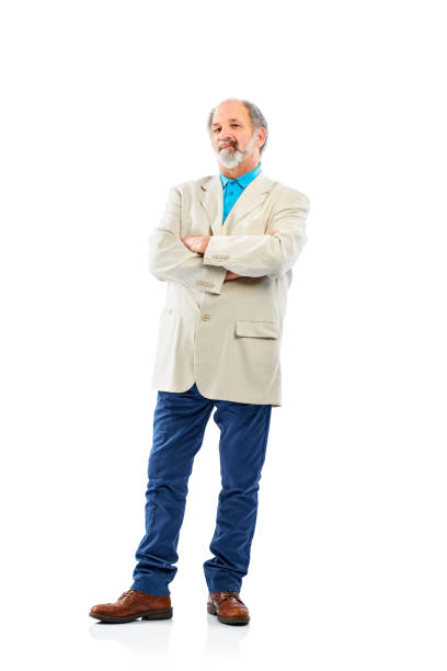 istock Senior man with arms crossed over white background 826669834