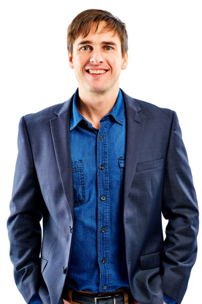 istock Confident young businessman standing against white 826670028