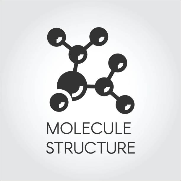 ilustraciones, imágenes clip art, dibujos animados e iconos de stock de icono de diseño plano de estructura molecular abstracta. logo negro compuesto químico. ilustración de vector - hydrogen bond