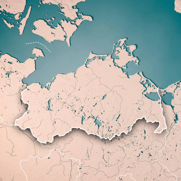 istock Mecklenburg-Vorpommern Bundesland 3D Render Topographic Map Neutral Border 826674044