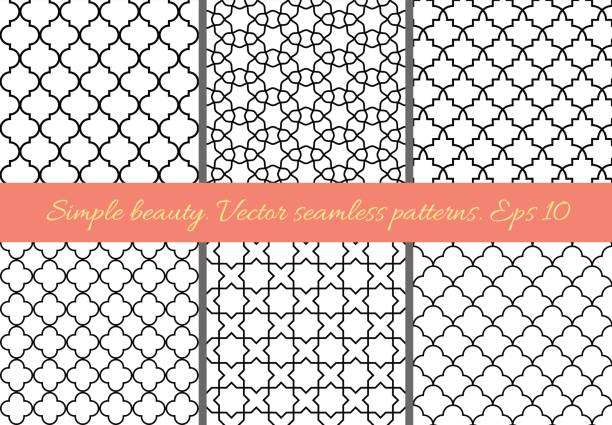 reihe von geometrischen musterdesigns im orientalischen stil. - islam art mosaic pattern stock-grafiken, -clipart, -cartoons und -symbole