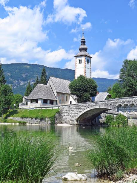 istock Special corner of Bohinj's church 826691958