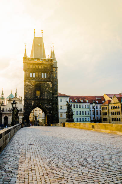 istock Old Town Bridge Tower on Charles Bridge on sunrise 826704576