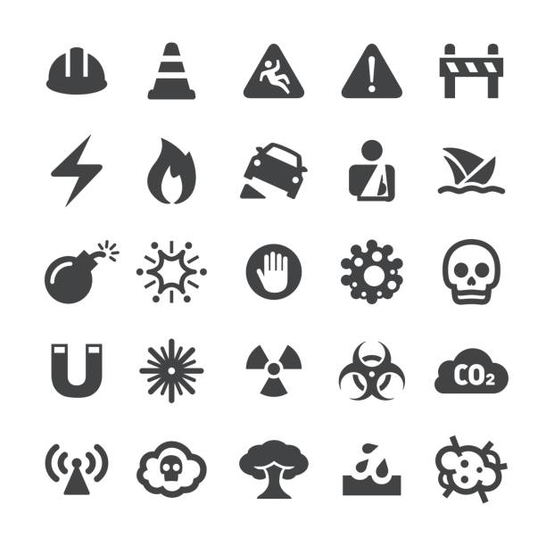 предупреждающие значки - интеллектуальная серия - toxic substance fumes environment carbon dioxide stock illustrations