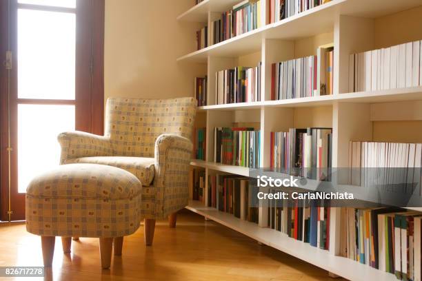 Home Library Stock Photo - Download Image Now - Residential Building, Bookshelf, Home Interior