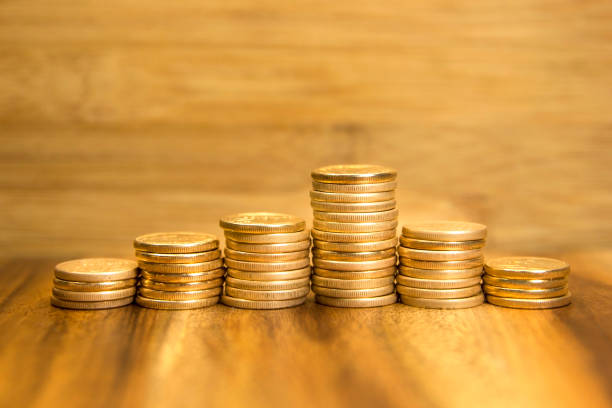 A money pyramid made out of 50 cent Euro coins.