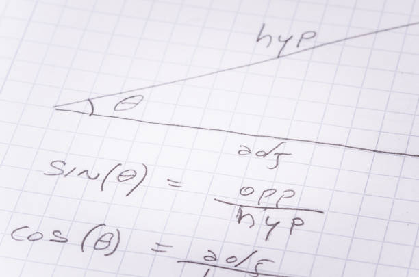 Handwritten Trigonometrical Functions Close up of a Sheet of Paper with Handwritten Trigonometrical functions. Concept of Education. trigonometry stock pictures, royalty-free photos & images