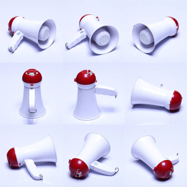 Megaphone speaker device, white red color, no logo