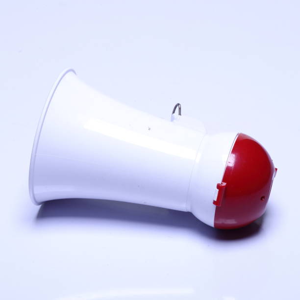 istock Megaphone speaker device, white red color, no logo 826720700