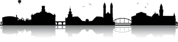 Vector illustration of Skyline Saarbrücken silhouette black