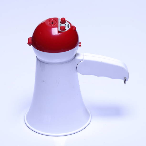 istock Megaphone speaker device, white red color, no logo 826720840