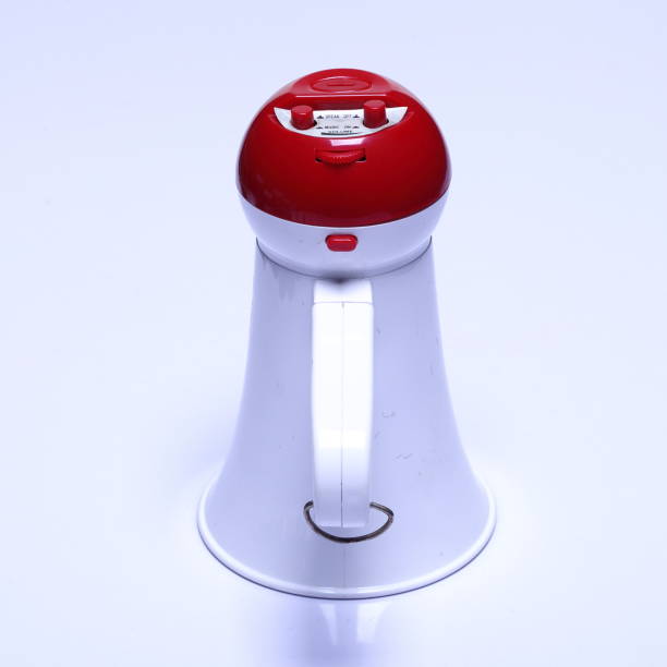 Megaphone speaker device, white red color, no logo