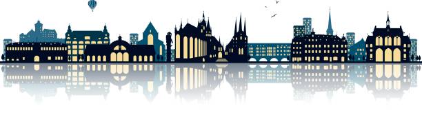 Erfurt skyline Erfurt skyline veste wachsenburg stock illustrations