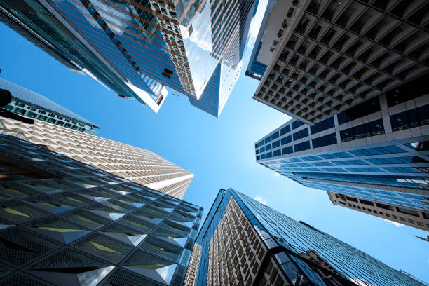 istock Modern skyscrapers shot with perspective 826724470