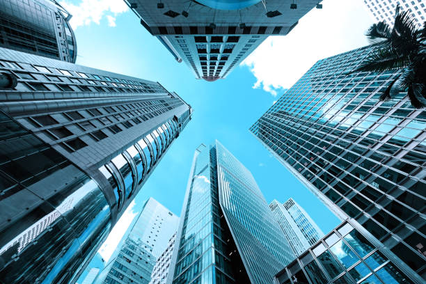 istock Modern skyscrapers shot with perspective 826724482