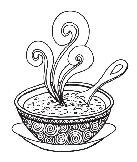 Vector illustration of Soup sketch illustration - Illustration Soup, Food, Lunch, Carrot, Vegetable Soup