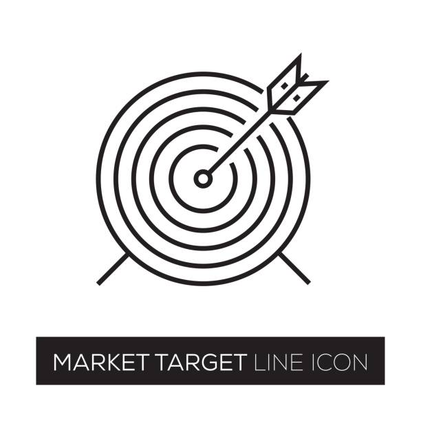 ilustrações, clipart, desenhos animados e ícones de ícone de linha do mercado alvo - icon set arrow sign symbol computer icon