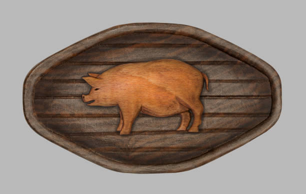 istock Pig on a wooden background signboard 826728486