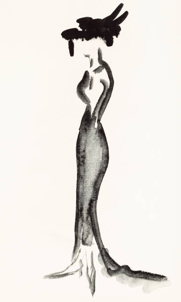 istock Woman in a long black evening dress 826729794