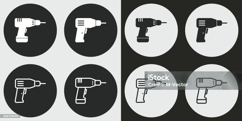 Drill icon set. Drill vector icons set. Illustration isolated for graphic and web design. Drill stock vector