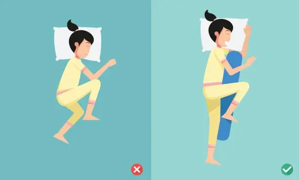 Vector illustration of Best and worst positions for sleeping, illustration