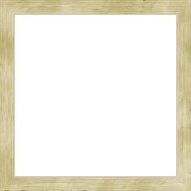 Dirty yellow decorative weathered square wood photo painting picture frame with empty isolated filling.
