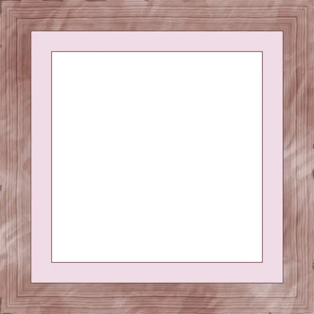 Brown decorative weathered square wood photo painting picture frame with empty isolated filling.