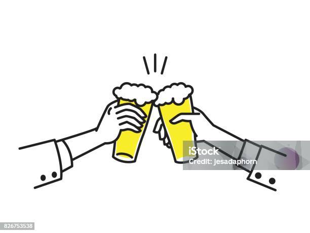 Cheers With Beer Stock Illustration - Download Image Now - Celebratory Toast, Beer - Alcohol, Illustration