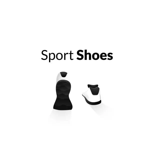 Vector illustration of Sport shoes, wellness running concept emblem