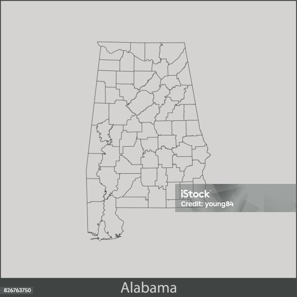 Alabama Map Stock Illustration - Download Image Now - Alabama - US State, Cartography, Cut Out