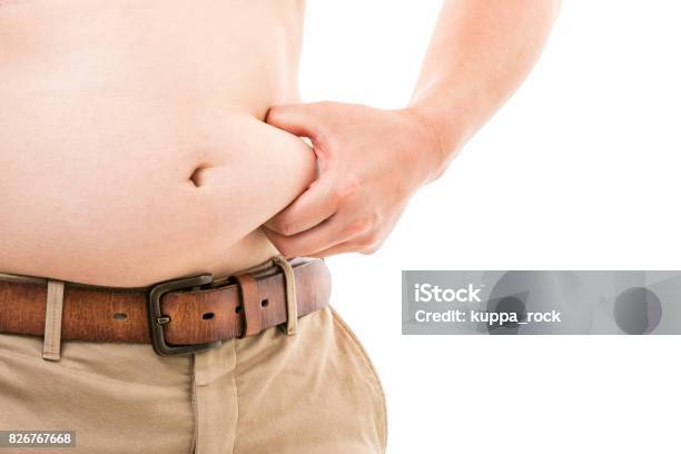 Fat Male Stomach Stock Photo - Download Image Now - Abdomen, Overweight, Adult