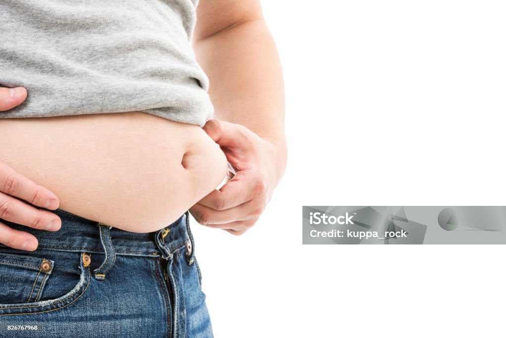 Fat male stomach Dieting Stock Photo