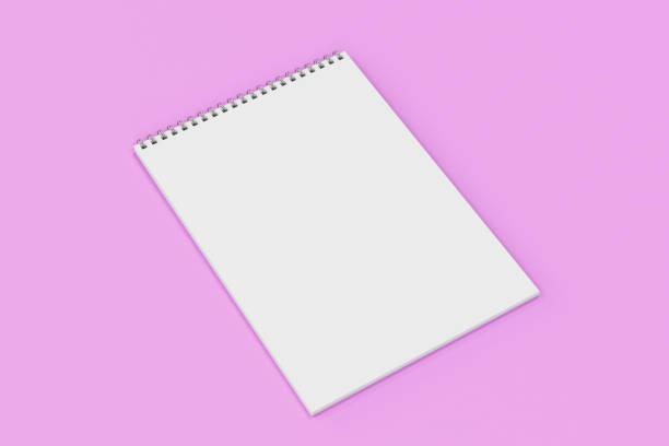 istock Blank white notebook with metal spiral bound on violet background 826782230