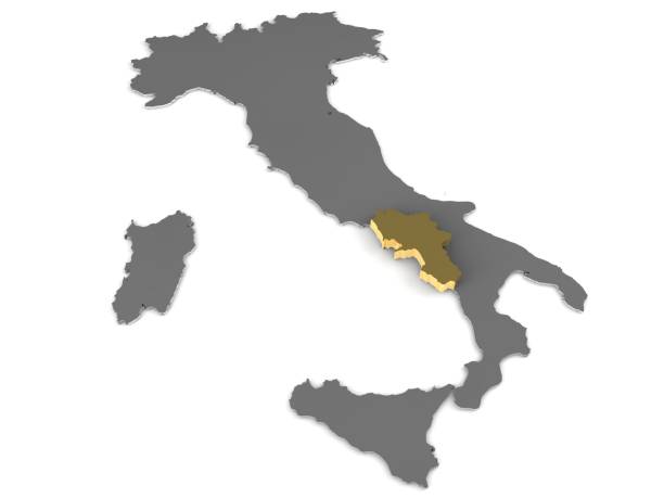 istock Italy 3d metallic map, whith campania region highlighted 3d render 826792422
