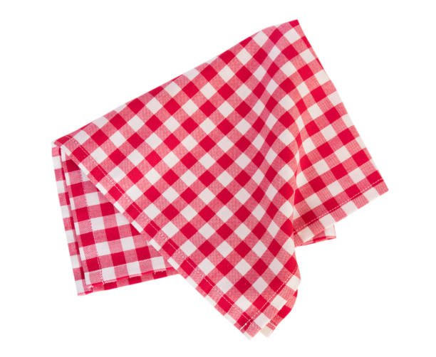 paño de picnic rojo aislado. - kitchen cloth fotografías e imágenes de stock