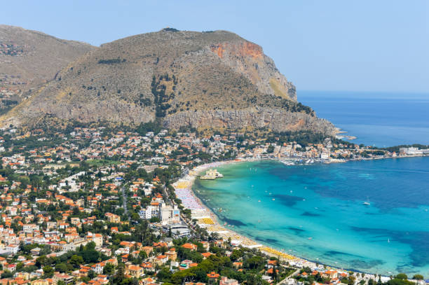 istock Panoramic view of Mondello beach in Palermo, Sicily 826834798