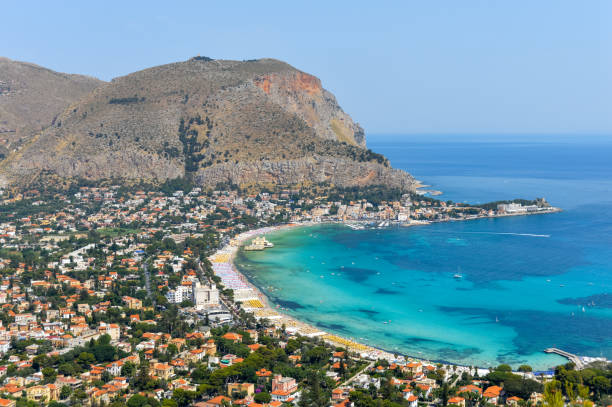 istock Panoramic view of Mondello beach in Palermo, Sicily 826840680