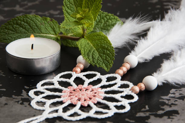 istock White pink crochet doily dream catcher 826849744
