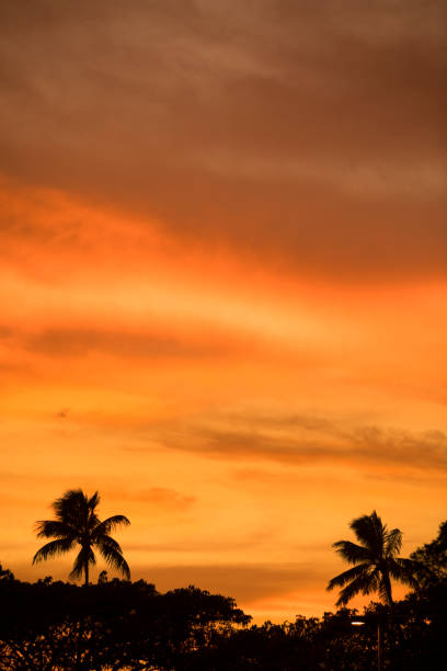 Warm clouds at dusk in Oahu Hawaii USA