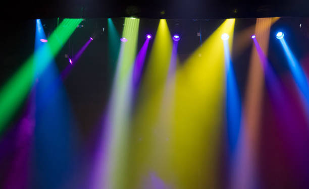 istock scene, stage light with colored spotlights and smoke 826862734