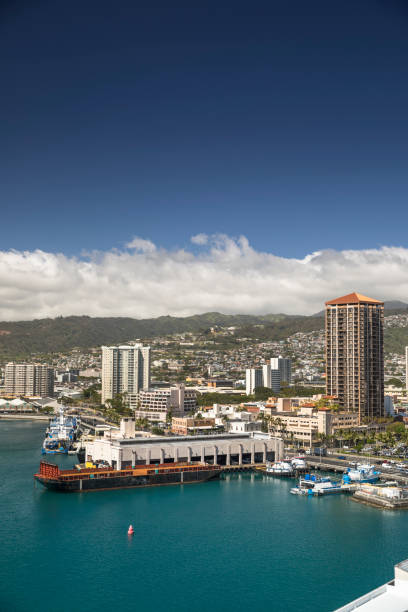 istock Downtown Honolulu Hawaii skyline and marina 826865222