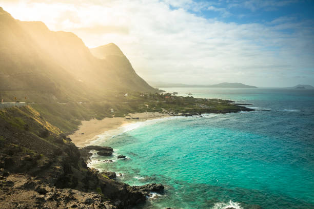 playa de makapu'u en oahu hawai estados unidos - waikiki beach fotografías e imágenes de stock