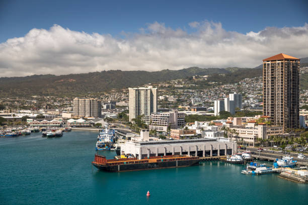 istock Downtown Honolulu Hawaii skyline and marina 826870312